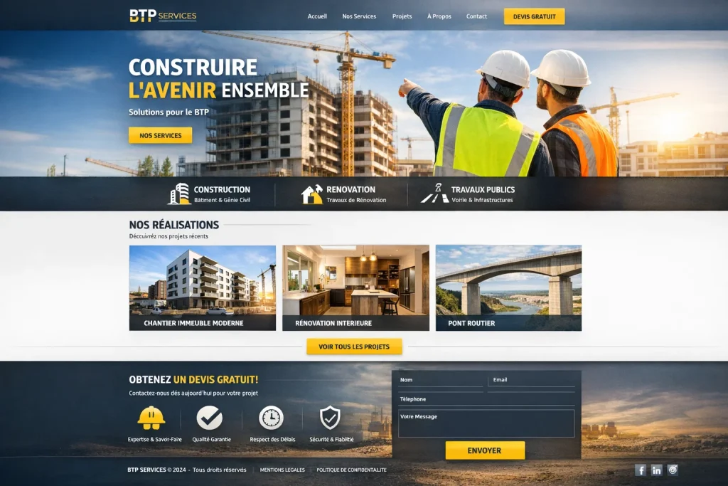Création de site web pour le secteur BTP à Marrakech et au Maroc