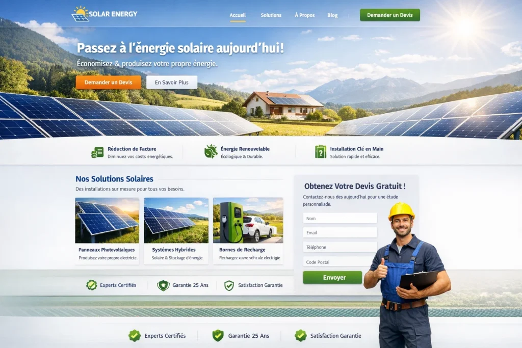 Création de site web pour les entreprises d’énergie solaire au Maroc,